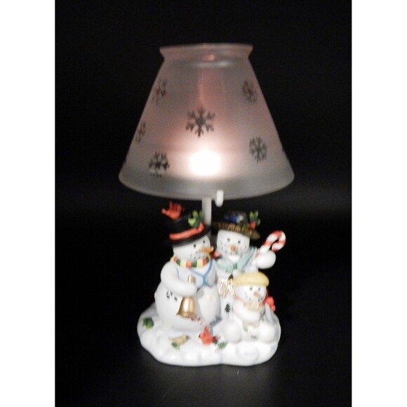 PartyLite Snowman Snowbell Family Tealight Lamp w/Snowflake P7866 Shade Holiday - Picture 9 of 12